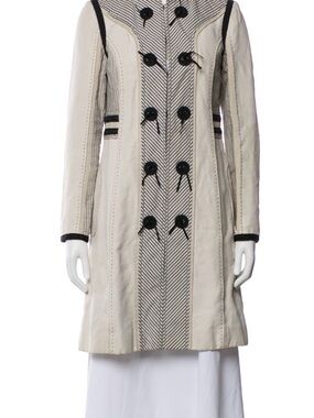 Chloe Cream and Black Double-Breasted Trench Coat